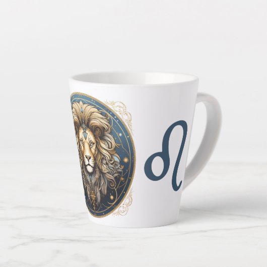 Opvallende Leo Symbool Artwork Latte Mok (Rechterhoek)