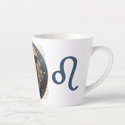 Opvallende Leo Symbool Artwork Latte Mok (Rechts)
