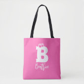 Opvallende leuke typografie monogram naam roze wit tote bag (Voorkant)