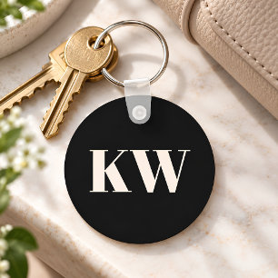 Opvallende Monogram Eerste Letters Persoonlijk Op Sleutelhanger