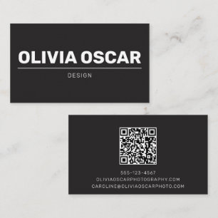 Opvallende naam Zwarte QR-code Eenvoudig modern on Visitekaartje