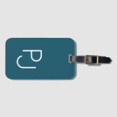 Opvallende, op maat gemaakte monogram retro turquo bagagelabel (Voorkant (horizontaal))