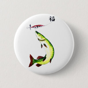 Opvallende Pike-vissers dromen Ronde Button 5,7 Cm