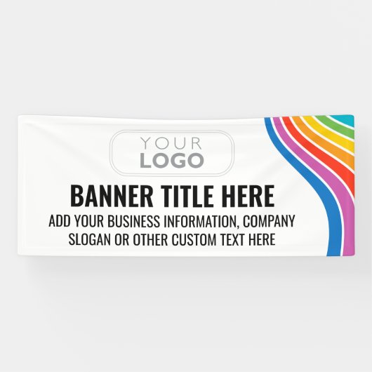 Opvallende Rainbow Wave Custom Business Logo Spandoek (Horizontaal)