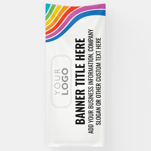 Opvallende Rainbow Wave Custom Business Logo Spandoek (Verticaal)