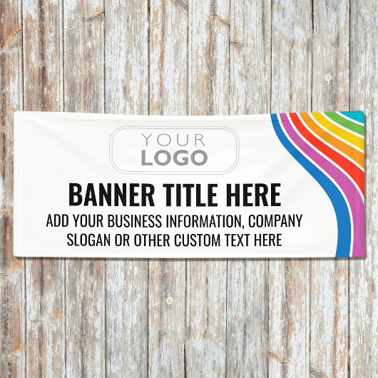 Opvallende Rainbow Wave Custom Business Logo Spandoek