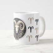 Opvallende Ram Symbool Artwork Grote Koffiekop (Voorkant rechts)