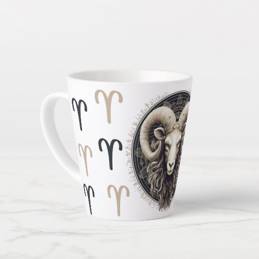 Opvallende Ram Symbool Artwork Latte Mok (Linkerhoek)