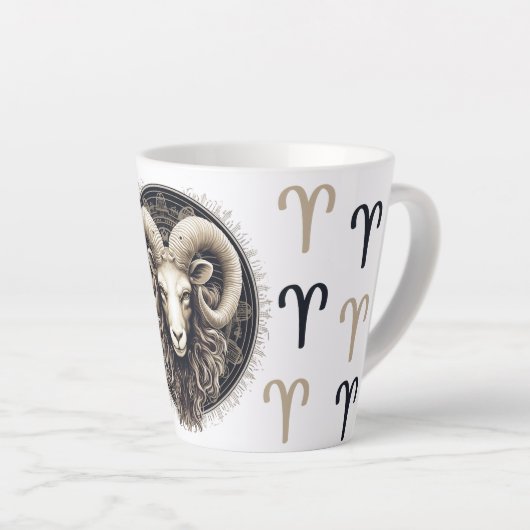 Opvallende Ram Symbool Artwork Latte Mok (Rechterhoek)