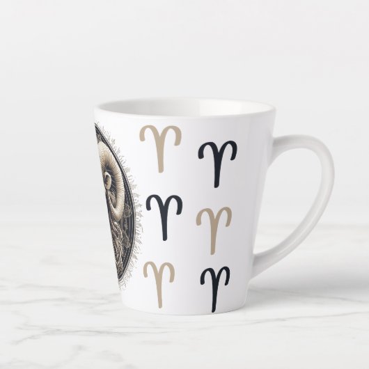 Opvallende Ram Symbool Artwork Latte Mok (Rechts)