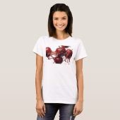 Opvallende rode abstracte appel modeprint t-shirt (Voorkant volledig)