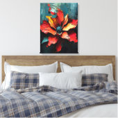 Opvallende rode bloem in Abstract Canvas Afdruk (Insitu (Slaapkamer))