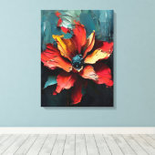 Opvallende rode bloem in Abstract Canvas Afdruk (Insitu (Houten vloer))