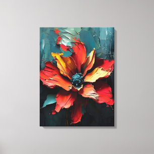 Opvallende rode bloem in Abstract Canvas Afdruk