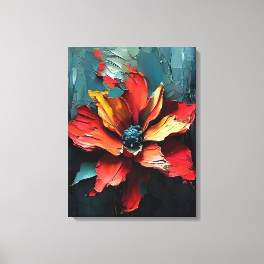 Opvallende rode bloem in Abstract Canvas Afdruk (Voorkant)