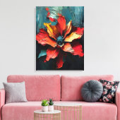 Opvallende rode bloem in Abstract Canvas Afdruk (Insitu (Woonkamer))