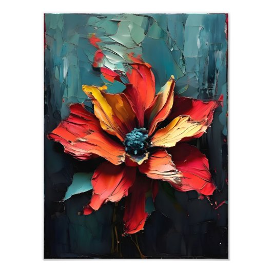 Opvallende rode bloem in Abstract Foto Afdruk (Voorkant)