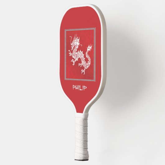 Opvallende rode en witte draak pickleball paddle (Links)