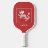 Opvallende rode en witte draak pickleball paddle (Voorkant)