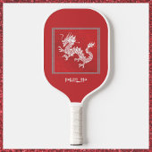 Opvallende rode en witte draak pickleball paddle
