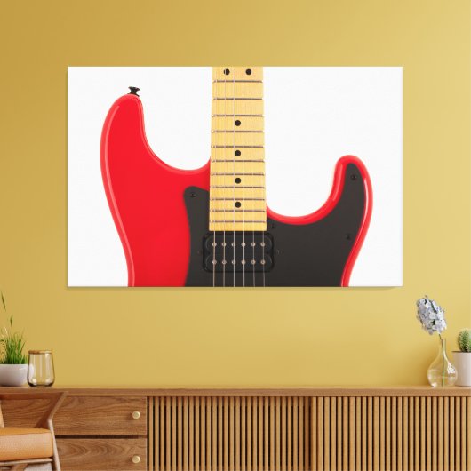 Opvallende rode gitaar - canvas afdruk (Insitu (Woonkamer))