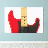 Opvallende rode gitaar - canvas afdruk (Insitu (Houten vloer))