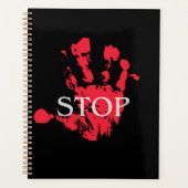 Opvallende rode handafdruk "STOP" Waarschuwingsymb Planner (Voorkant)