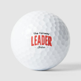 Opvallende rode LEIDER tekst grafisch  Golfballen
