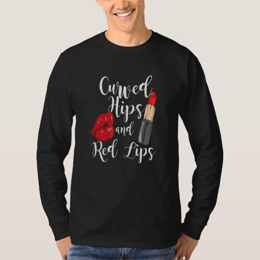Opvallende rode lips met kromme heupen en rode lip t-shirt (Voorkant)