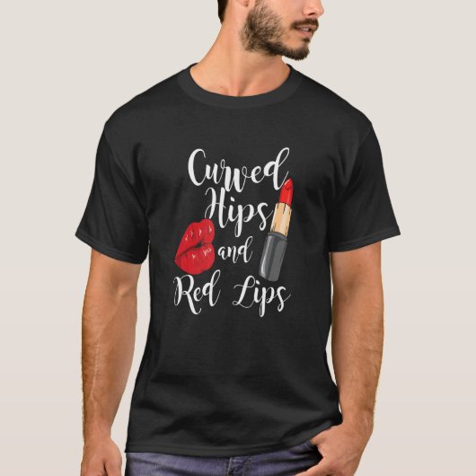 Opvallende rode lips met kromme heupen en rode lip t-shirt (Voorkant)