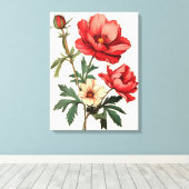 Opvallende rode papavers op een heldere witte acht canvas afdruk (Insitu (Houten vloer))