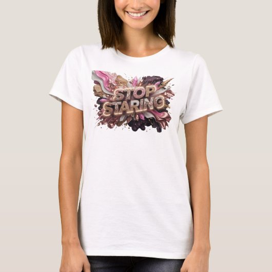 Opvallende Rode STOP STARING Statement T-shirt (Voorkant)