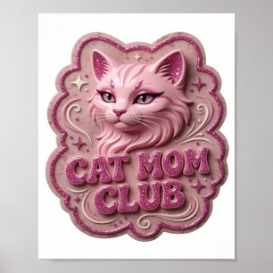 Opvallende roze CAT MOM CLUB Artistiek Motief Poster