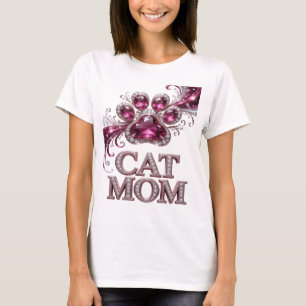 Opvallende roze CAT MOM Statement Design T-shirt