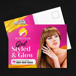 Opvallende Roze Hairstyle Visagist Salon Briefkaart