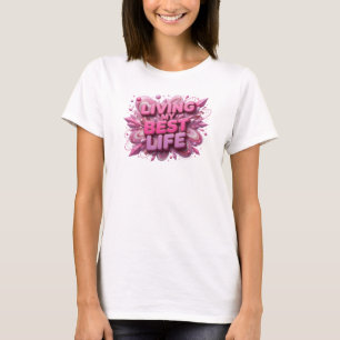 Opvallende roze LEVEN VAN MIJN DROMEN Tekst Ontwer T-shirt