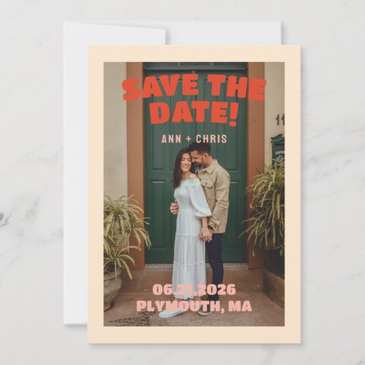 Opvallende Save the Date sjabloon | Bewerkbare tro (Voorkant)