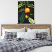 Opvallende Sinaasappels op een zwarte achtergrond Canvas Afdruk (Insitu (Slaapkamer))