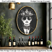 Opvallende Steampunk Vrouw Monochrome AC5 Decoupag Tissuepapier