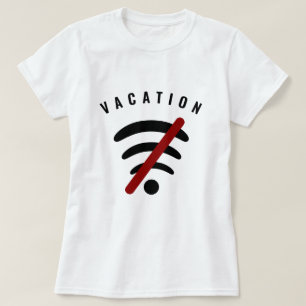 Opvallende T-Shirt Offline Vakantie Tekst