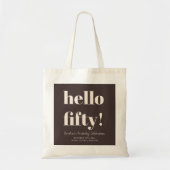 Opvallende typografie bruine moderne 50ste verjaar tote bag (Voorkant)