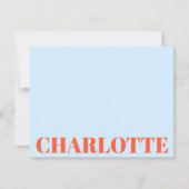 Opvallende typografie gepersonaliseerde blauwe ora notitiekaartje (Voorkant)