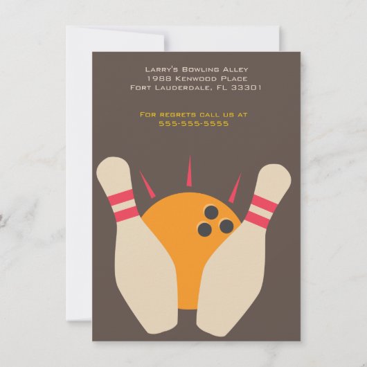 Opvallende uitnodiging voor Bowling Party (Achterkant)