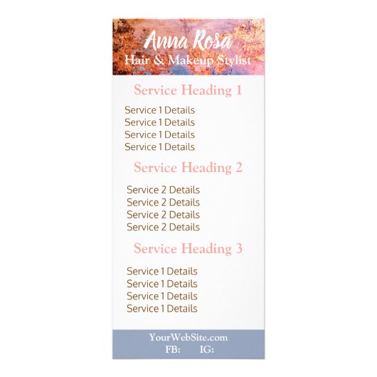 * Opvallende Waterverf Roze Gold Blue Abstract Reclamekaart (Voorkant)