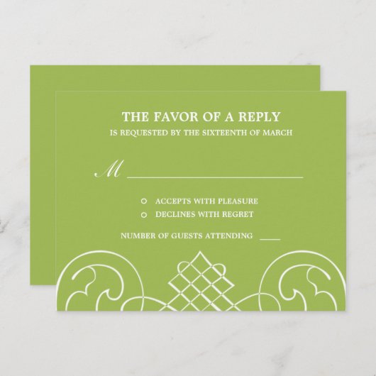 Opvallende wervelingen bruiloft RSVP Briefkaart (Voorkant / Achterkant)