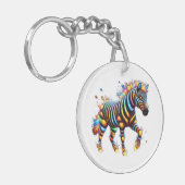 Opvallende Zebra Charm Sleutelhanger (Voorkant Links)