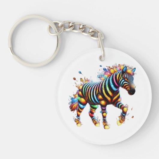 Opvallende Zebra Charm Sleutelhanger (Voorkant)