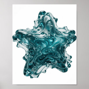 Opvallende zilveren BLUE STAR-tekstontwerp Poster