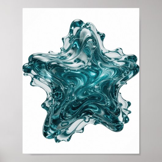 Opvallende zilveren BLUE STAR-tekstontwerp Poster (Voorkant)