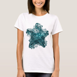 Opvallende zilveren BLUE STAR-tekstontwerp T-shirt